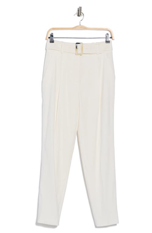 Veronica Beard Sofia Belted Linen Blend Tapered Ankle Pants In White