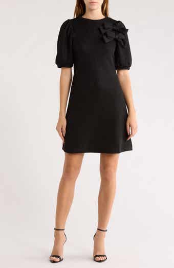 AREA STARS Double Bow Puff Sleeve Sweater Dress