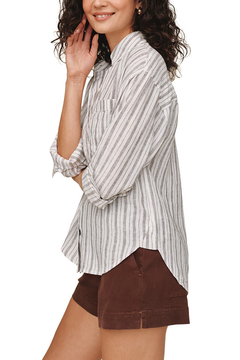 Stripe Linen Blend Button-Up Top, Alternate, color, DRIFTWOOD STRIPE