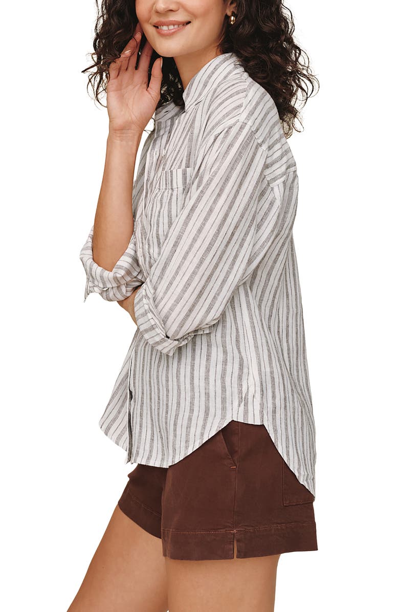 Bella Dahl Stripe Linen Blend Button-Up Top, Alternate, color, 