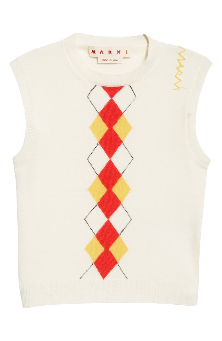 Marni Argyle Sleeveless Wool Sweater, Alternate, color,
