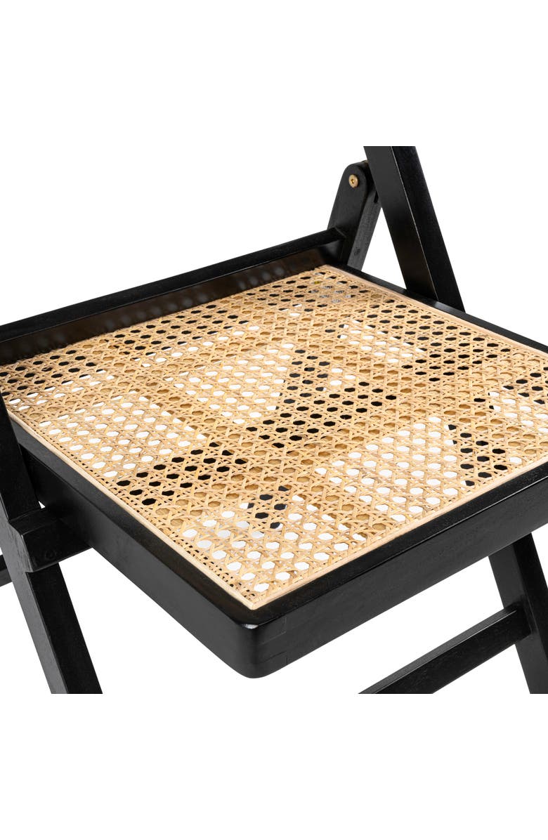 JONATHAN Y Theo Mid-Century Vintage Wood Rattan Folding Chair with Adjustable Back, Alternate, color, Black