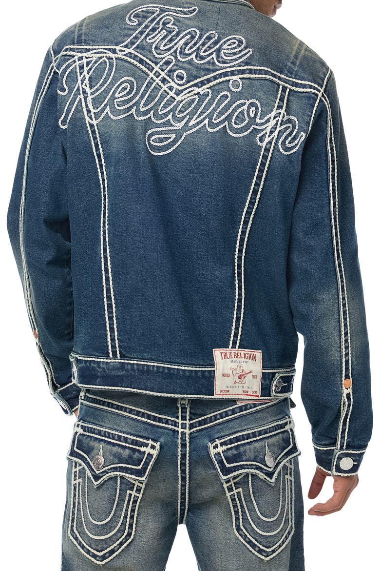 Jimmy Oversized Rope Stitch Denim Jacket, Alternate, color, DENIM DUSTSTROM DARK WASH