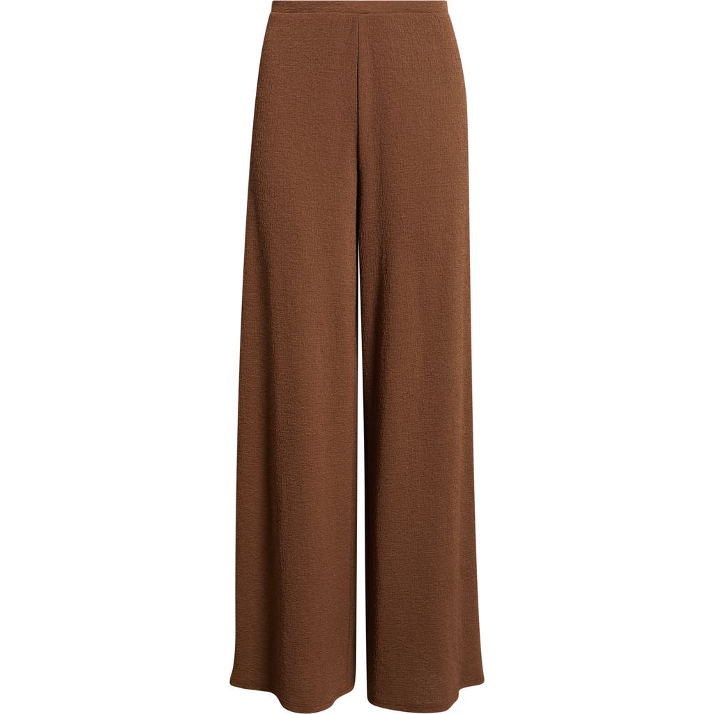 Open Edit Crepe Wide Leg Pants In Brown