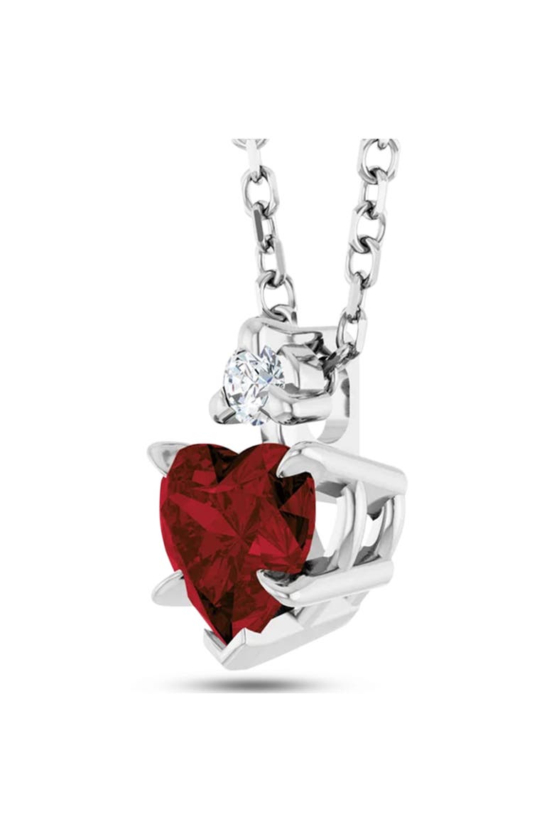 Heart Gemstone & Natural Diamond Pendant Necklace, Alternate, color, 0.63ct/White Gold