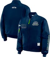 WEAR by Erin Andrews Women's WEAR by Erin Andrews College Navy Seattle Seahawks Patch Full-Zip Bomber Jacket