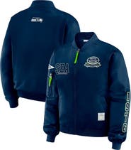 WEAR by Erin Andrews Women's WEAR by Erin Andrews College Navy Seattle Seahawks Patch Full-Zip Bomber Jacket