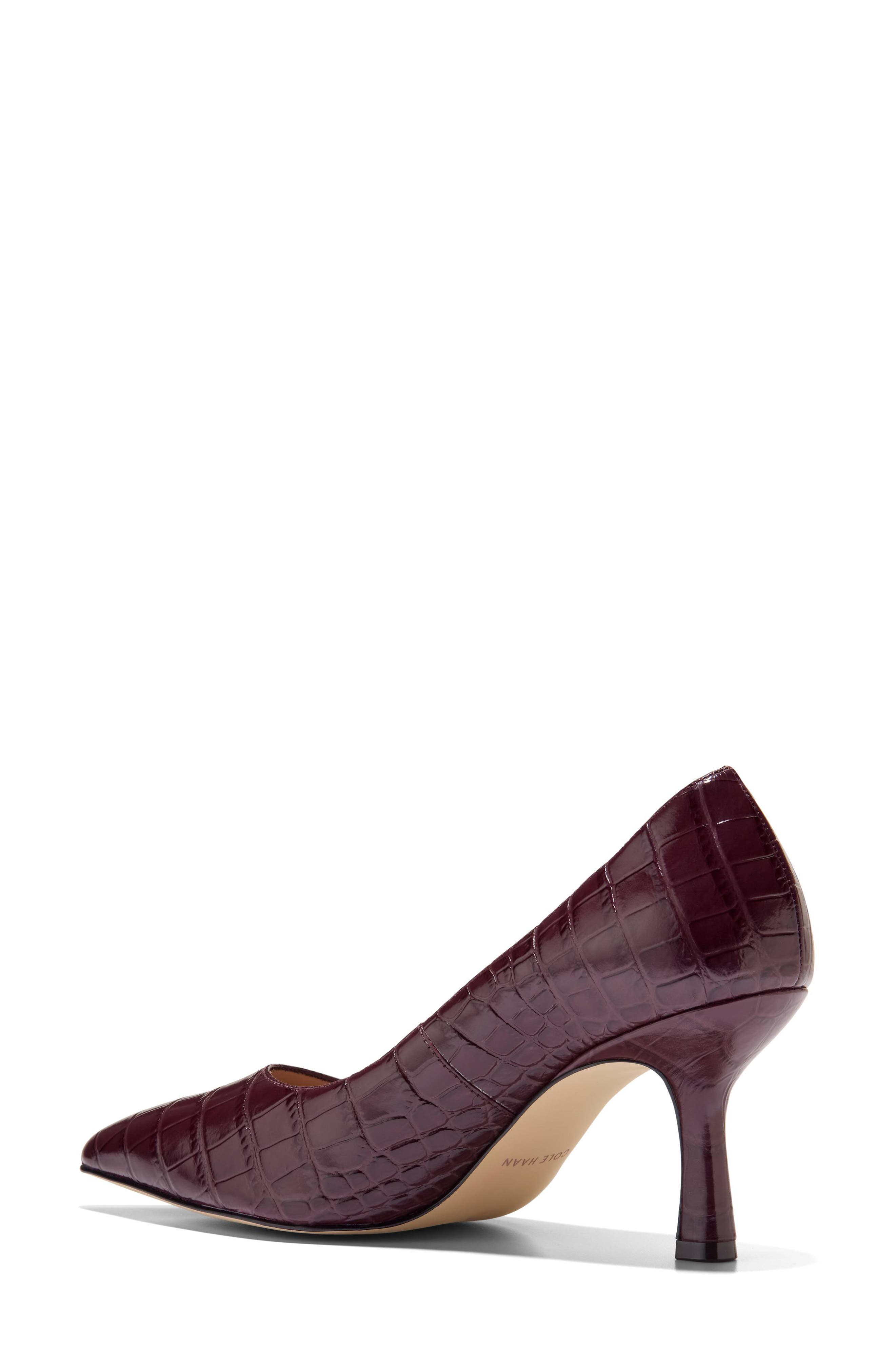 Hansell Pointed Toe Pump, Alternate, color, BLOODSTONE CROC PRINT LEATHER