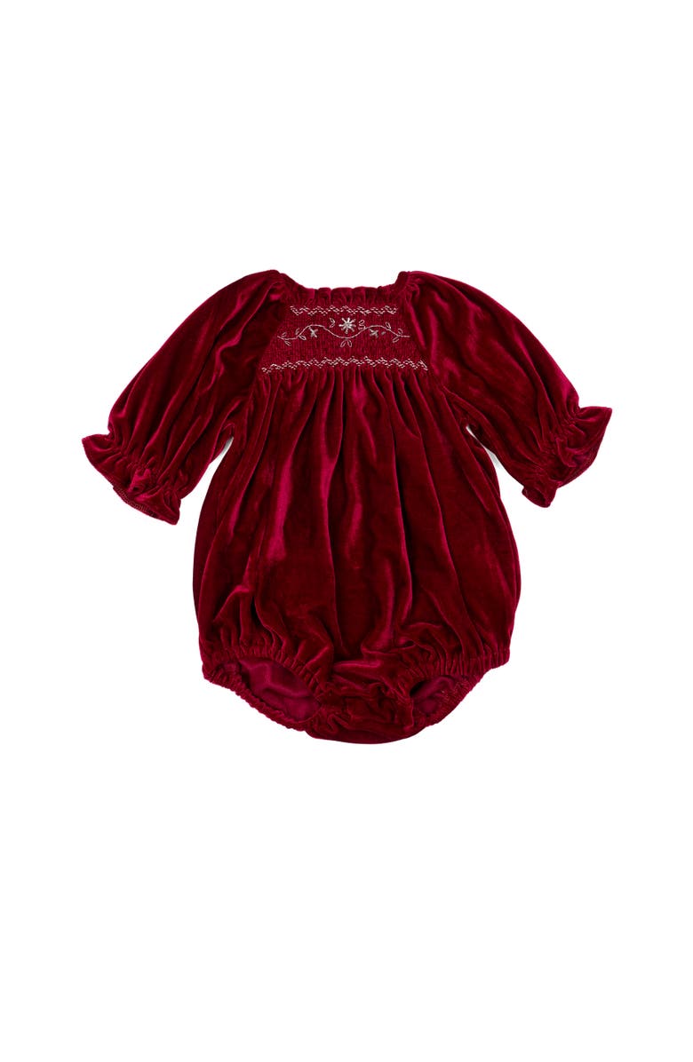 Wild Wawa Velvet Smock Romper, Main, color, Burgundy