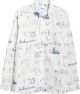 PALMES Tennis Print Cotton Poplin Button-Up Shirt