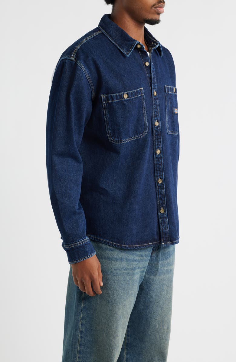 Dickies Mechanic Denim Button-Up Shirt, Alternate, color, Dark Indigo