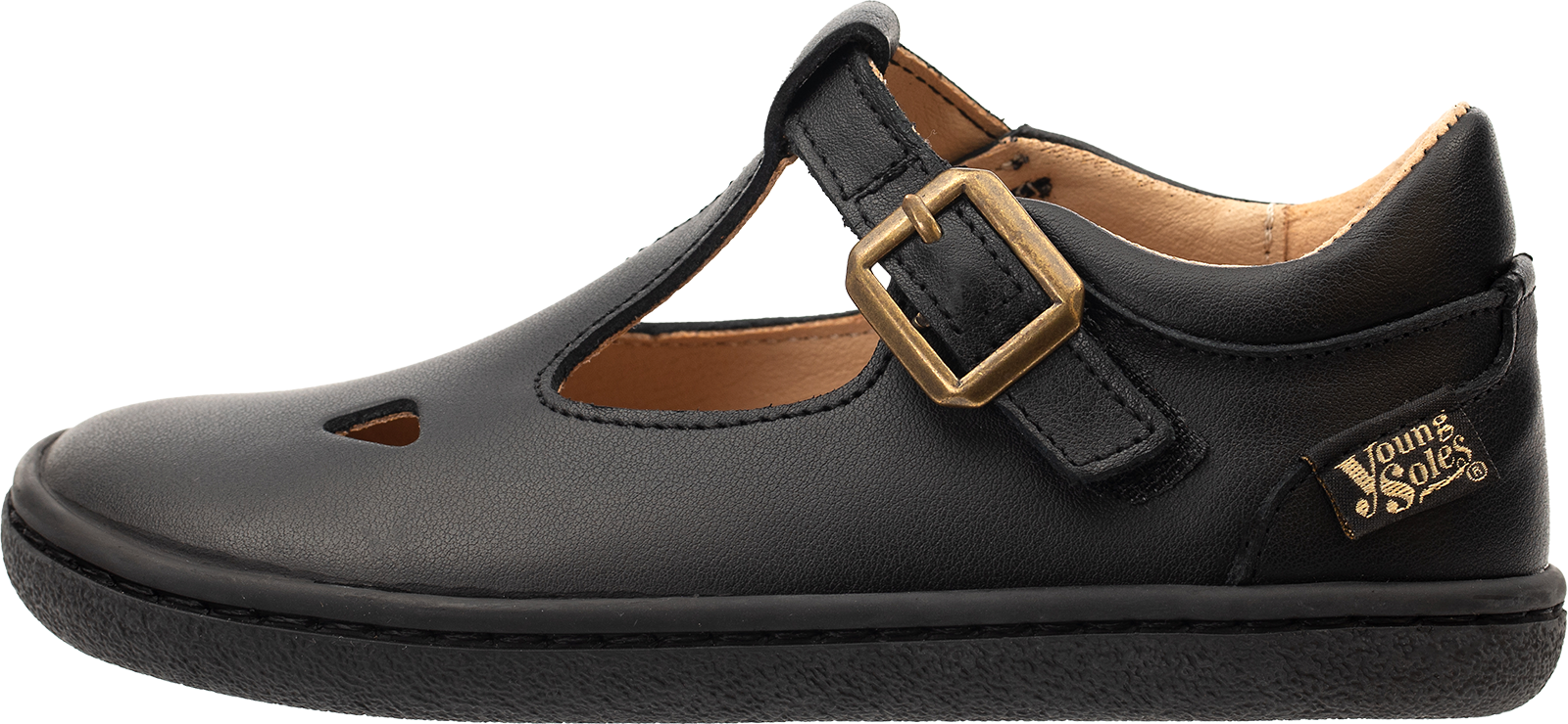 Young Soles Darcey Barefoot Kids T-Bar Shoe, Alternate, color, Black