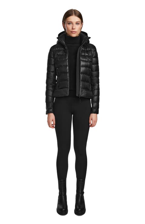 MELISSA Women's Lightweight Black Puffer Coat with Removable Hood