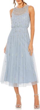 Mac Duggal High Neck Sleeveless Embelished A Line Dress
