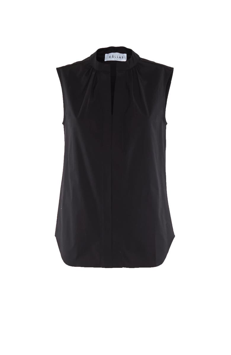 Callas Milano Olympia Poplin Shortsleeve Top, Main, color, Black