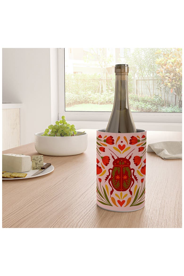 Beetle with Flowers Wine Chiller Canister, Alternate, color, RED