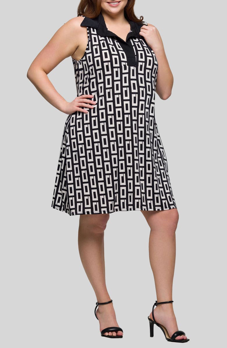 24seven Comfort Apparel Johnny Collar Sleeveless Shift Dress, Alternate, color,