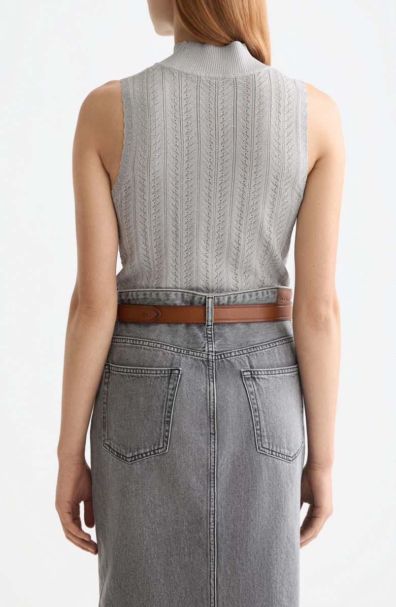 Scotch & Soda Metallic Pointelle Sleeveless Turtleneck Sweater, Alternate, color, Silver