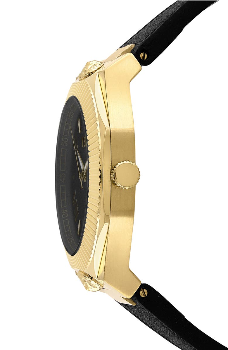 VERSUS Versace Echo Park Leather Strap Watch, 36mm, Alternate, color, Ip Yellow Gold