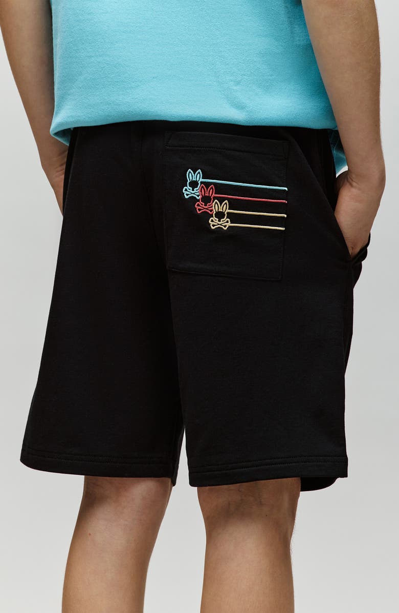 Psycho Bunny Kids' Any Embroidered Sweat Shorts, Alternate, color, Black