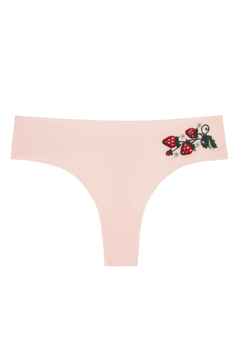 Soft Seamless Thong with Embroidery
