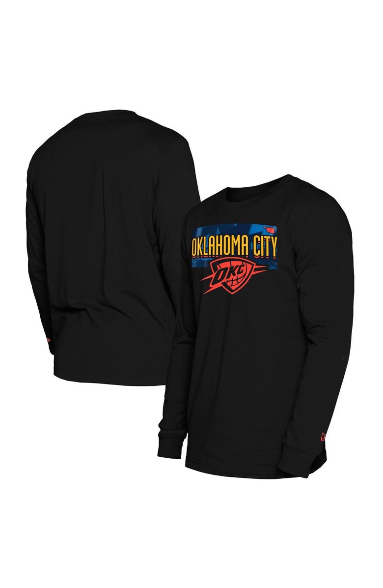 New Era Men's New Era  Black Oklahoma City Thunder 2024/25 City Edition Long Sleeve T-Shirt, Alternate, color, 