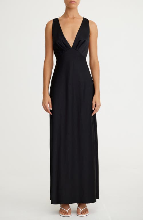 Significant Other Lucile Sleeveless Satin Maxi Dress In Black