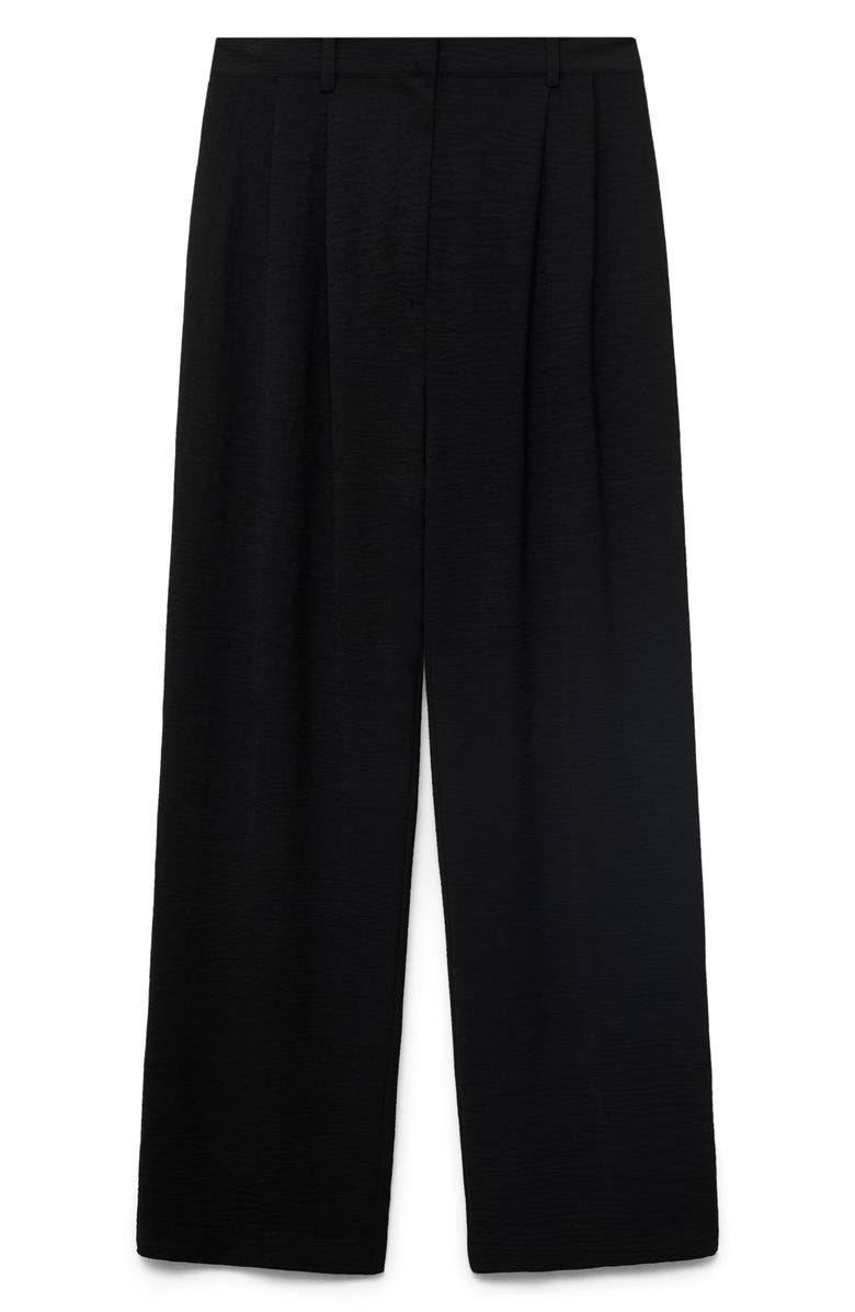MANGO Straight Fit Pleated Pants, Alternate, color, Black