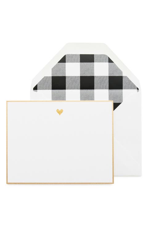 Gold Heart Pack of 6 Note Cards