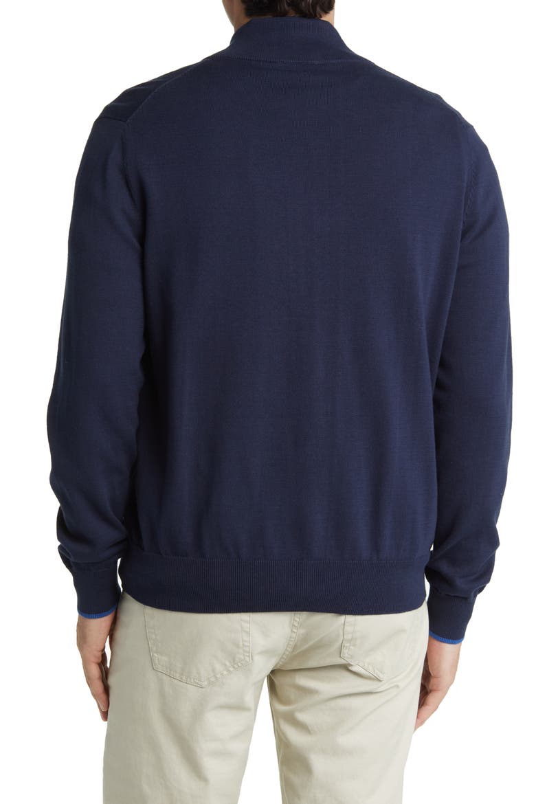 Logo Embroidered Zip Front Cardigan, Alternate, color, NAVY