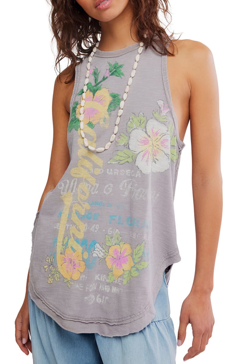 Free People Rosie Graphic Tank, Main, color, Grey Combo