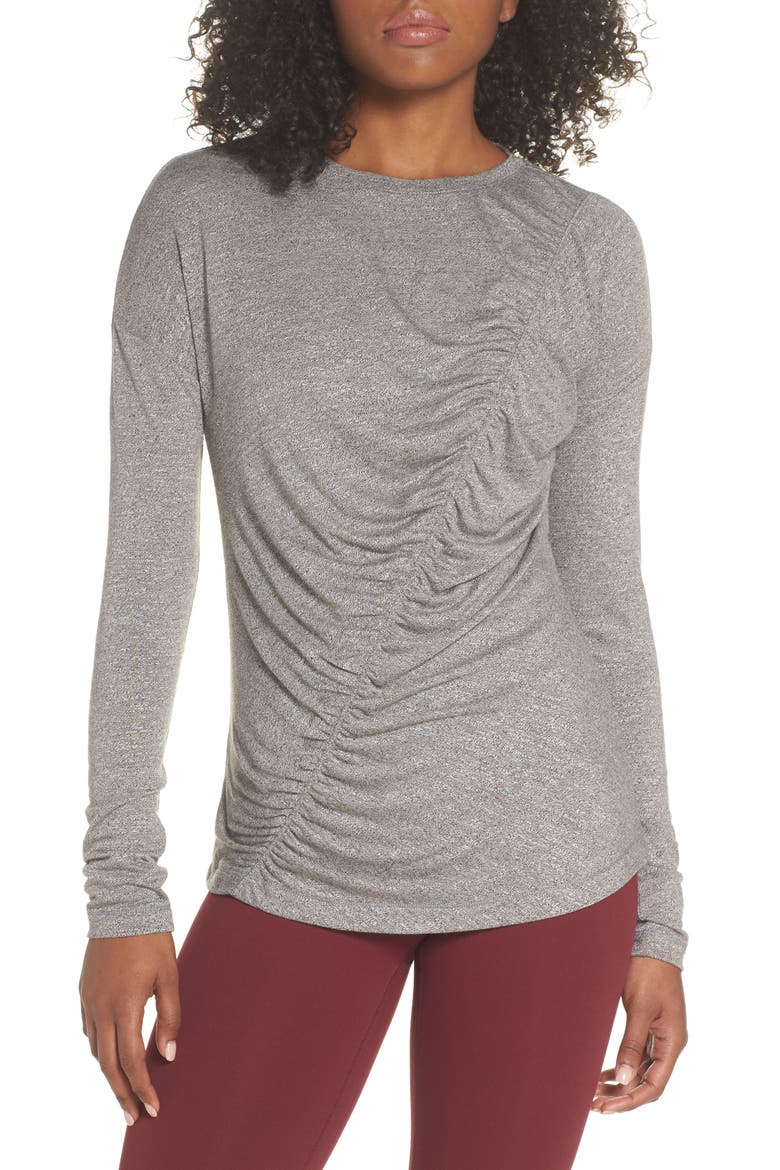 So Graceful Ruched Tee, Main, color, GREY DARK HEATHER