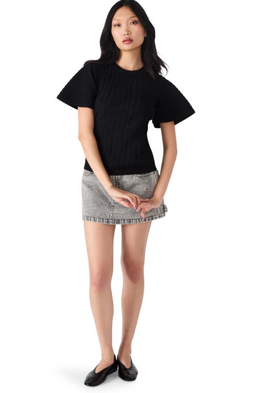 Steve Madden Allie Short Sleeve Rib Sweater In Black
