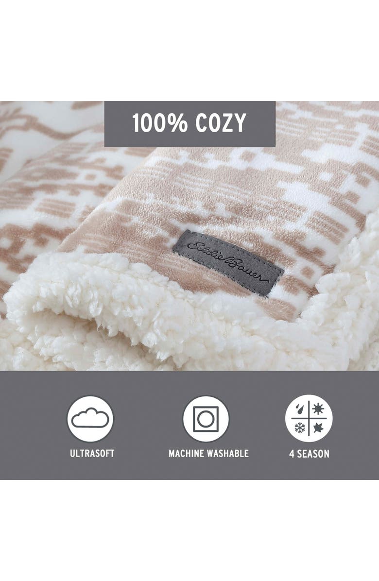 Eddie Bauer San Juan Faux Shearling Throw Blanket, Alternate, color, Dark Beige