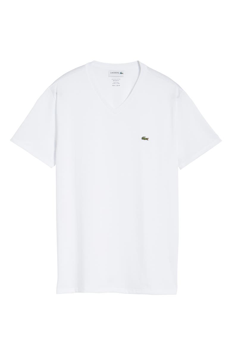 Lacoste Regular Fit V-Neck T-Shirt, Alternate, color, White