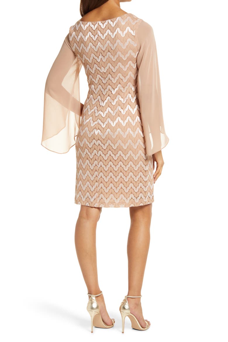 Lace Overlay Sheath Dress, Alternate, color, TAUPE