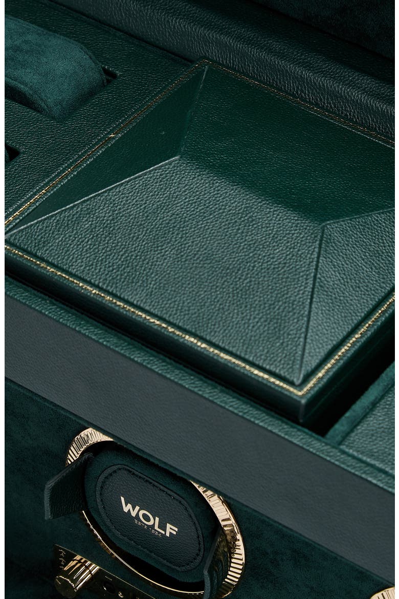 British Racing Triple Watch Winder with Storage, Alternate, color, GREEN