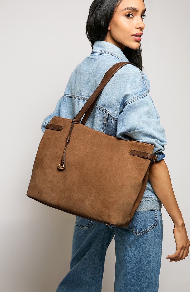 AIMEE Gramercy Tote, Alternate, color, Coffee Suede
