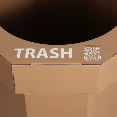 Happimess Fleur 25-gallon Classic Disposable Corrugated Cardboard Event Trash Can And Recycling Bin In Brown