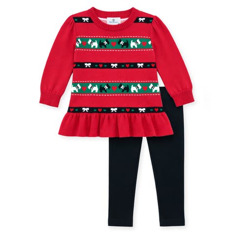 Sweater Tunic Set with Scotty Dogs, Bows, & Hearts