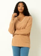 Single Stitch Classic Ribbed V-Neck Sweater