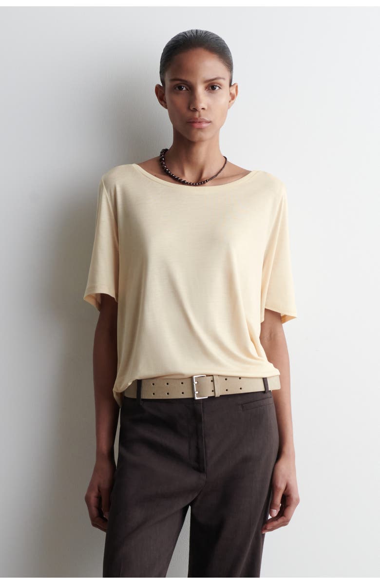 COS Relaxed Scoop-Neck T-Shirt, Main, color, Light Beige