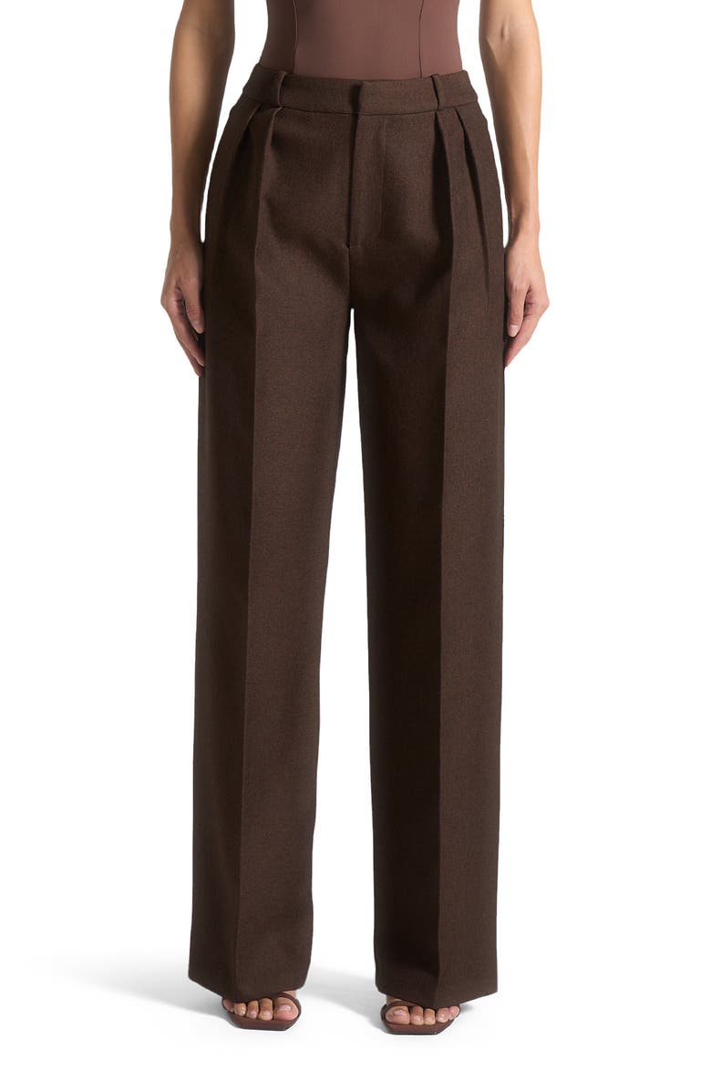 Manière De Voir Julie Tailored Twin Pleat Trousers, Main, color, Brown