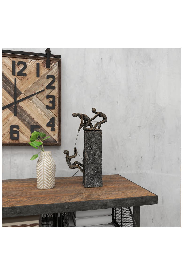 Gray Polystone Climbing People Sculpture, Alternate, color, GREY