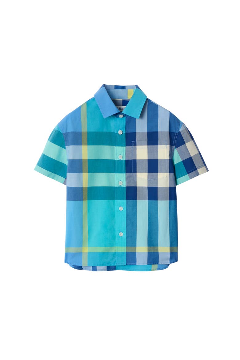 Check Cotton Shirt, Main, color, Bright turquoise
