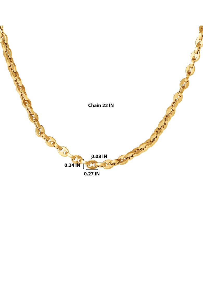 Men's Gold-Tone Link 22'' Chain Necklace, Polished Finish, Alternate, color, Metallic Gold
