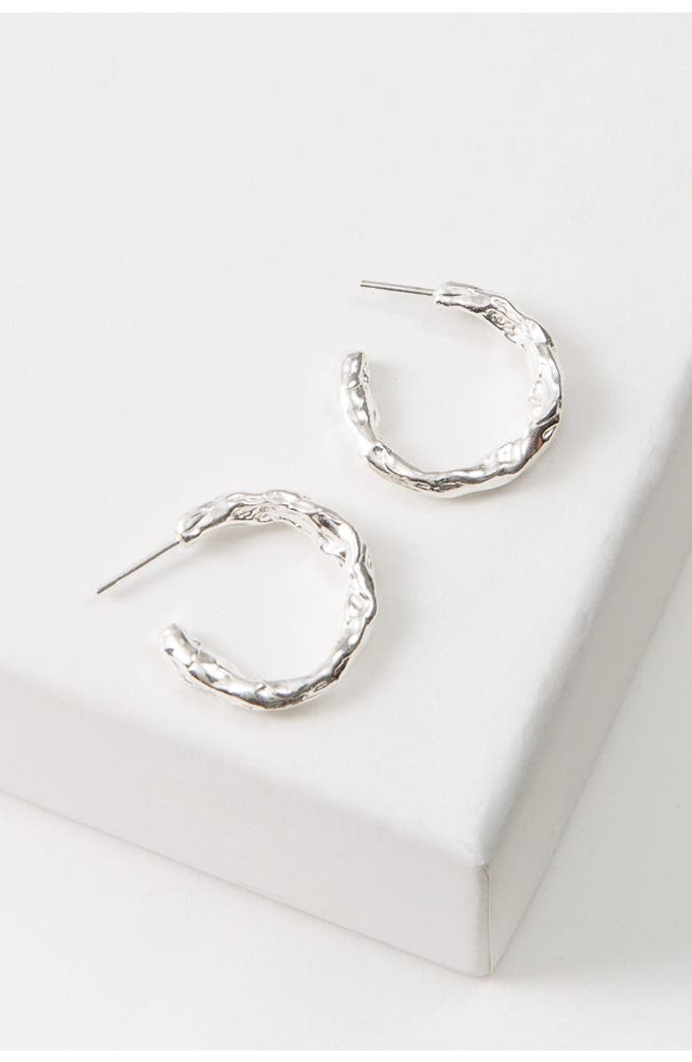 Noonday Collection Molten Metal Hoops, Main, color, Silver