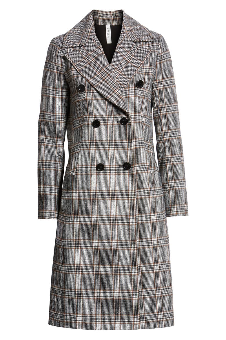 Blazer Midi Coat, Alternate, color, BLACK CAMEL PLAID