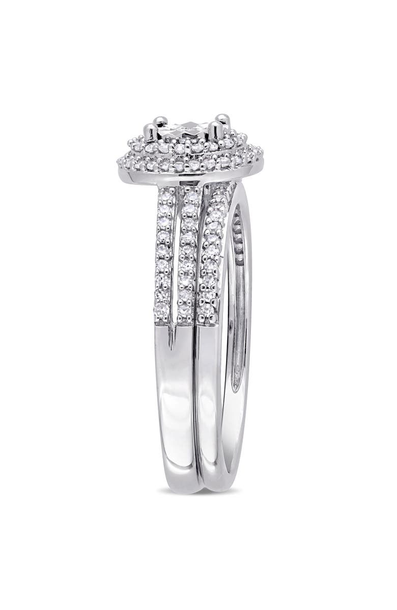 Julianna B. Diamond Halo Split Shank Bridal Ring Set 10k, Alternate, color, 10K White Gold