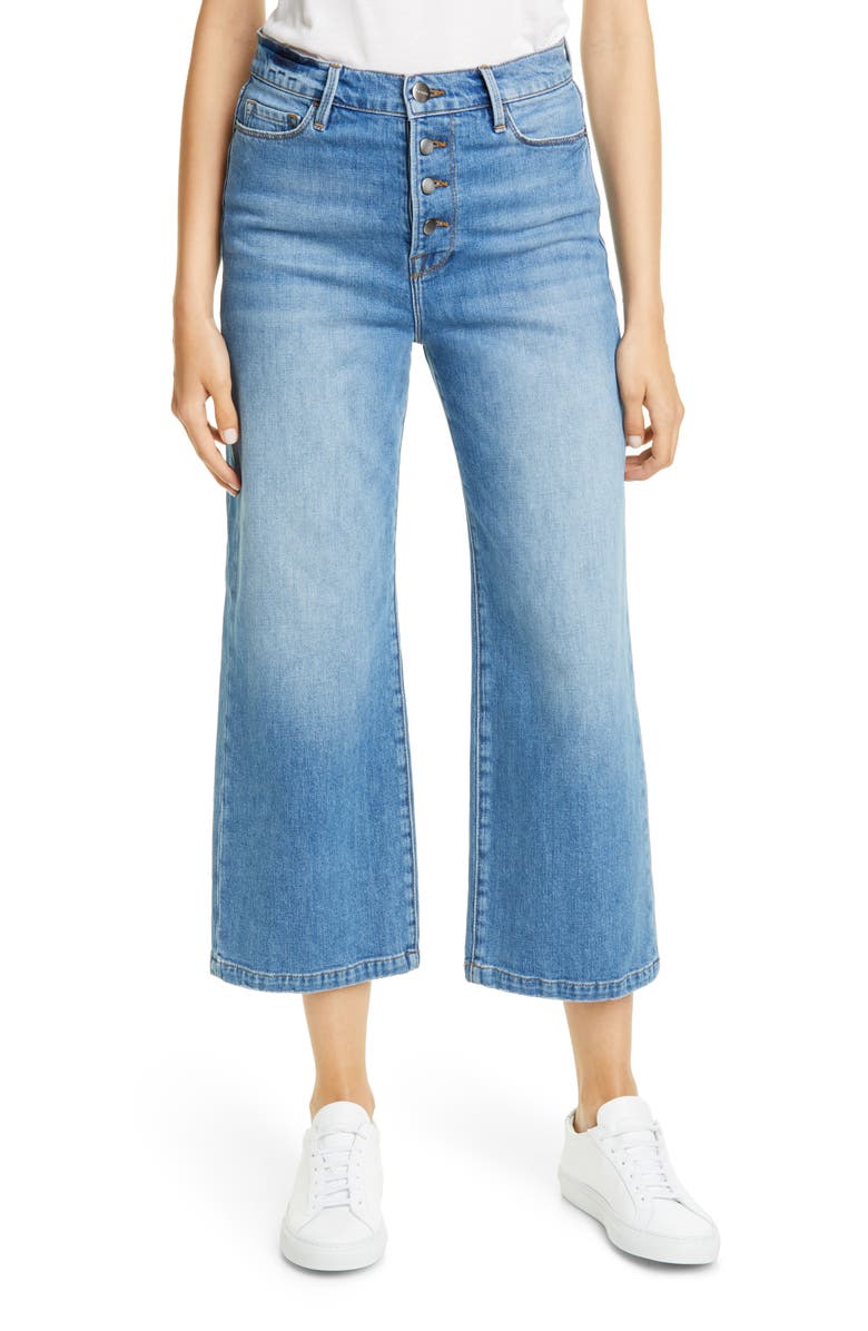 FRAME Ali Button Fly Crop Wide Leg Jeans, Main, color,